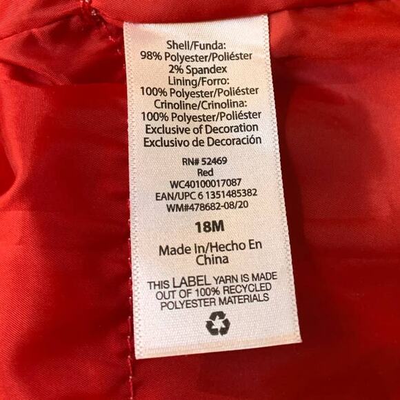 Wonder Nation Girls 18 Mos Red Lacy Sleeveless Machine Washable Frilly Dress - Picture 4 of 5